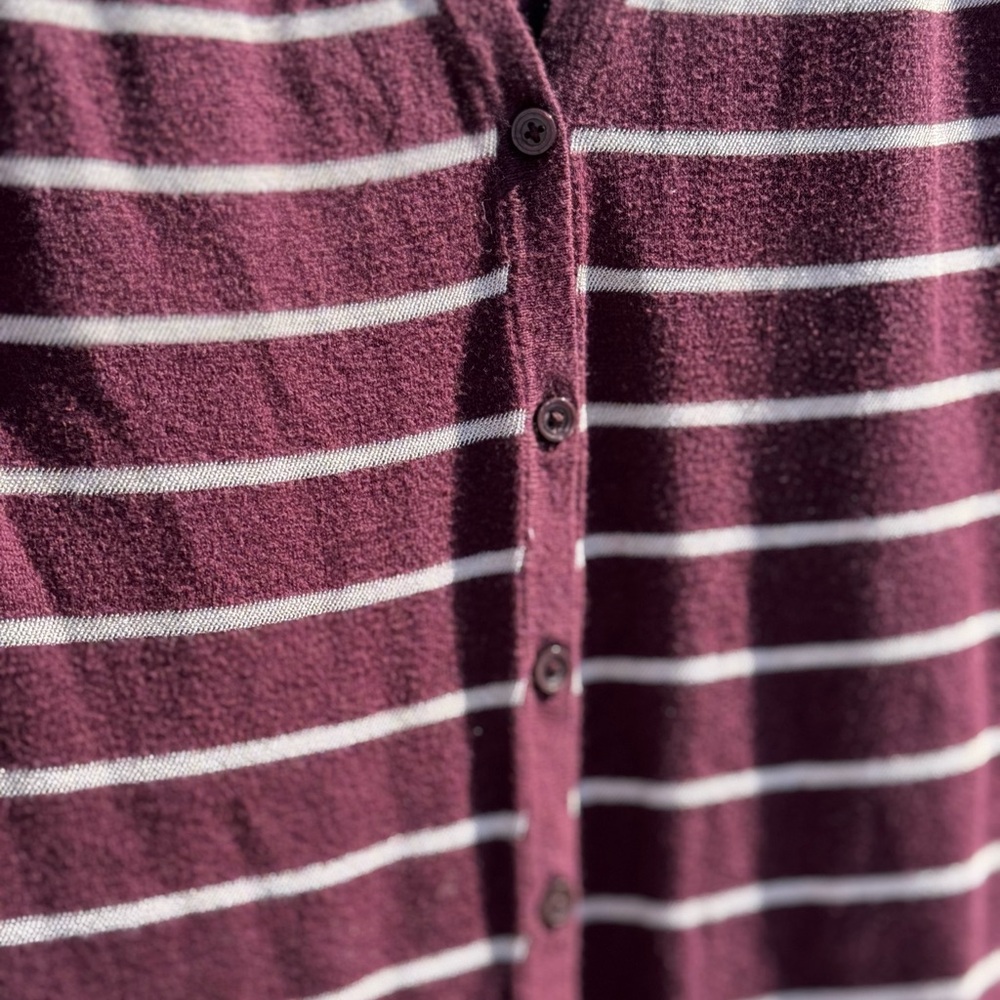 Banana Republic Women’s Cardigan Sweater Medium Lightweight Glitter Striped Plum - Picture 3 of 7